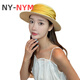 NY-NYM设计师法式绸缎气质礼帽女褶皱织带草帽夏季防晒遮阳帽度假太阳帽 米色-杏色带 M(56-58cm)