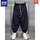 罗蒙（ROMON）夏季大码300斤速干运动休闲裤男宽松加肥加大裤子九分束脚哈伦裤 黑色 5XL 220-250斤