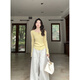
Guo Jiujiu, mulberry silk wool gentle style long-sleeved knitted sweater top wide-leg trousers G924Z12798 top-cream yellow M