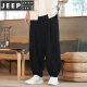 Jeep Spirit Pantalones de lino de estilo chino Yoga Tai Chi suelto de gran tamaño, flores de pierna ancha, lino, pantalones casuales, grises 2xl