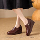 ZHR head layer cowhide mother shoes heel thick sole heightened single shoes for women commuting deep mouth women's shoes S650 brown 37