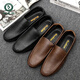 Holzspecker fahren Bohnenschuhe für Frühlings- und Sommer -Trend koreanische vielseitige Schuhe mit einem Fuß, faul britische Freizeitlederschuhe D838 Black 39