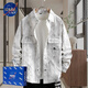 
NASALIKE denim jacket for boys in spring and autumn new style of youth shirt jacket for junior and senior high school students men's fashion top 16819 blue letter M (80-100Jin [Jin equals about 0.5 kg])