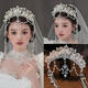 Princess Shiyun Bride’s Noble Crown Headdress 2025 New Style Heavy Industry Korean Crystal Eyebrow Pendant Wedding Crown Meet Headband + Ear Clip
