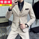 Hengyuanxiang Groom Wedding Dress Men's Suit Wedding Casual Simple Formal Autumn Apricot White Suit Men One Button Wine Red Suit+Trousers+White Shirt+Horse XS 160 Weight 90-100Jin Jin is equal to 0.5 kg
