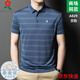 梦特娇（MONTAGUT）男士桑蚕丝短袖T恤夏季中年商务休闲条纹翻领POLO衫 A829-兰色 3XL 185适合165-185斤