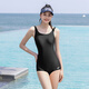
Huili swimsuit women's swimming pool professional racing one-piece quick-drying large size slimming swimsuit 15124H black L