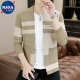 Chaqueta de cárdigan de punto nasalike de los hombres delgados y otoñales jóvenes jóvenes suéter para hombres con botón para hombres ropa exterior 9930 caqui 2xl