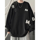 POUM round neck sweatshirt men's spring and autumn style trendy American printed long-sleeved hat-free top New Year red Hong Kong style sweatshirt YSXS-H1476 black L