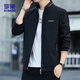 ROMON Coat Jacket Men's Trendy Fashion Business Casual Baseball Uniform Stand Collar Top Men's KJ11 Black XL