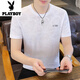 Playboy (Playboy) T-shirt à manches courtes en soie de glace pour hommes en été imitation de l'artisanat haut de gamme avec mûr en soie de la soie de mûre, t-shirt Jacquard polyvalent 753 noir L recommandé de porter 110-130jin [Jin est égal à 0,5 kg]