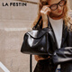 Lafestina plegable bolso de oreja otoño e invierno nueva capa superior mascota de vaca