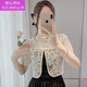 Mengmeng Qixiao coat, sand coat, thin ray lace shawl, women's summer hollow short-sleeved sun-resistant cardigan, small 3890 apricot color L