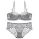 Victoria French sexy lace underwear for women with small breasts push-up thin half-cup large size bra set gray set 75B 34