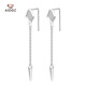 Aido diamond Pt950 platinum earrings for women, fashionable platinum snake pattern ear hooks, geometric earrings, rhombus tassel earrings, snake pattern, one pair, weighing 2.0-2.2 grams