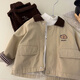 Remdine coat spring and autumn boys' fashionable contrasting color windbreaker coat baby simple handsome jacket top khaki coat 90