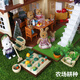 Senebeer Family Forest Family Lighting Villa Big House Girl spielen Haus Simulation Villa Kinder Set Spielzeug beleuchten Villa mit Raum + 11 Möbel 22 Puppen 5 Lichter