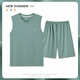 Langsha Pyjamas Herren Sommermodal Weste ärmellose Shorts Herrenhaus Kleidung Sommer dünne Eisseide DGG-AM-1227 L