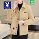 Playboy Frühlings- und Herbstjacke Herrenjacke Anlagen Top Herbst Herbst Kleidung Neues lässig High Short Woll Jacket Jacke JB838 Beige L (115-125jin [Jin gleich 0,5 kg]))