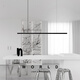 Nordic Minimalist Long Strip Einline-Restaurant Kronleuchter moderne einfache schwarze weiße Smart Bar Counter Insel Esstischlampe YA Schwarz [Quadratplattenstil/880 mm]