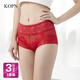 KOPN Light Luxury [3 Packs] Red Panties Women's Lace Lady's Nest Year Autumn and Winter New Mid-waist Cotton Belly Lift 588+839+829 L Suitable for 100-120Jin [Jin equals 0.5 kg]