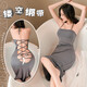 Robe de sangle creuse creux de Feimu Robe sexy couple Sexe stimulant élastique serré lit tampon haut 6624 Gris [robe + T-trousseurs] +7305 Stocks de culotte grise
