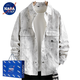 
NASALIKE denim jacket for boys spring and autumn new style teenager shirt jacket for junior and senior high school students men's fashion top 16823 white M (80-100Jin [Jin equals about 0.5 kg])