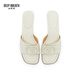 
DEEP BREATH Deep Breath Women's Shoes French Open-toe GD Buckle Elegant Temperament Sandal Slippers AX14108 White 38