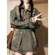 AC-Aichen Veste en jean brodé de mi-longueur pour les femmes au printemps et automne 2025 Nouveau design déchiré veste rétro en baisse du haut rétro simple pièce 12401 # S (95jin [Jin est égal à 0,5 kg]))