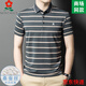 MONTAGUT Men's Mulberry Silk Short Sleeve T-shirt Summer Middle-aged Business and Casual Striped Lapel POLO Shirt A829-Blue 3XL 185 Suitable for 165-185Jin [Jin equals 0.5 kg]
