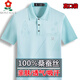 
Mengte Summer Mengte Summer Silkworm.Silk TtTT Shirt Men's Middle-aged Solid Color Business Silk Top Short Sleeve Polo Shirt Dad Pure/838 Apple Green L 175/88A