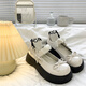 White Retro Retro British Shoes de cuero de suela gruesa para mujeres 2025 Spring New Japanese Jk con falda Mary Jane Single Shoes Black 35