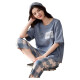 都市丽人睡衣女夏季纯棉短袖七分裤可外穿全棉家居服全棉套装 YZT9854 M 75-95斤