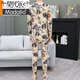 Modal Winter German Velvet Thermal Underwear Men's Suit Plus Velvet Thickened Autumn Clothes and Autumn Pants Trendy Brand Printed Slim Bottoming Shirt Khaki L (85-109Jin Jin is equal to 0.5kg)