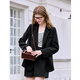 Betu Women's 2025 Spring New Suit Versatile Fashion Commuting Casual Suit Jacket Women 2502T55 Black M