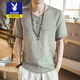 
Playboy Tang suit men short-sleeved men summer thin youth Chinese style retro buckle half-sleeved T-shirt Chinese style ancient style men's clothing 686 burgundy M Reference 85-100Jin [Jin equals 0.5 kg]