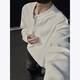 Nyingcleanfit Henry Neck Langarmed T-Shirt Herren 25 Frühlings- und Herbst-neue Textur Loose Inner Sweatshirt Basishemd aus weißem XL (120-140jin [Jin ist gleich 0,5 kg])