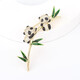 WOUG Bamboo Peace Cute Panda Brooch Bamboo Women's National Style Design Exquisite Suit Corsage Gold
