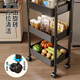 Selected cart storage rack floor-standing multi-layer storage rack dormitory mobile snack rack kitchen rack iron wheeled storage rack thickened carbon steel three-layer black with pulleys