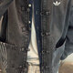 Adidas Clover Veste pour hommes et femmes Année de printemps de serpent Nouvel An Nouveau boucle chinoise Denim Sports Veste en vrac en vrac JY8275 / Moyenne Denim Black L