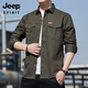 Jeep Spirit Jeep Working Shirt Jacke Herren Sommer dünn 2025 Neues Freizeithemd Frühling Strickjangel reines Baumwoll Militär grün 6621 Modell M 85 ~ 110jin [Jin gleich 0,5 kg]