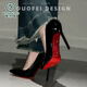 В дятерея с кафеткой Red Seale High Heels Женские стройные каблуки весна и осень 2025 г. Новые красивые сексуальные свадебные туфли черная патентная кожа.