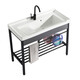 
XMSJ balcony sink ceramic washing basin stainless steel bracket basin washing basin laundry sink with washboard balcony ultra-deep washing basin 1048 single basin with drainage