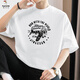 Specht (Tucano) 260G schweres Baumwoll-T-Shirt-Kurzärmel-Sommer halbärmelig, lose T-Shirt American Mode gedruckt Top M09-723 Beige Yellows [80-100jin [Jin gleich 0,5 kg]]]
