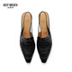 DEEP BREATH Deep Breath Women's Shoes Old Qianfeng Eel Leather Commuter Single Shoes Thin Heel Empty Shoes Women's AX11151 Black 38