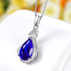 Kuang Yi water drop pear-shaped sapphire pendant for women 925 sterling silver plated 18K gold tanzanite royal blue sapphire clavicle necklace single pendant (without chain)