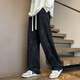 
IZEXX Star High Street Casual Pants Men's Spring and Summer Wide Legs Draped Loose Trendy Brand Straight Long Pants IZ27 Flower Bottom Black L