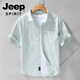 JEEP SPIRIT男士条纹短袖衬衫日系休闲宽松上衣夏季薄款潮流百搭纯棉衬衣 9721黑色 2XL 150斤左右