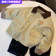 Remdine coat spring and autumn boys' fashionable contrasting color windbreaker coat baby simple handsome jacket top khaki coat 90