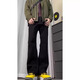 Masfany Scimitar Jeans Summer American Style High Street Plus Velvet Slim Rectitu Straight Clothing MA701-1 Negro Plus Velvet 2XL